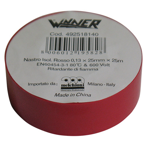 Nastro isolante rosso 0,13mmx25mmx25mt autoestinguente MKC