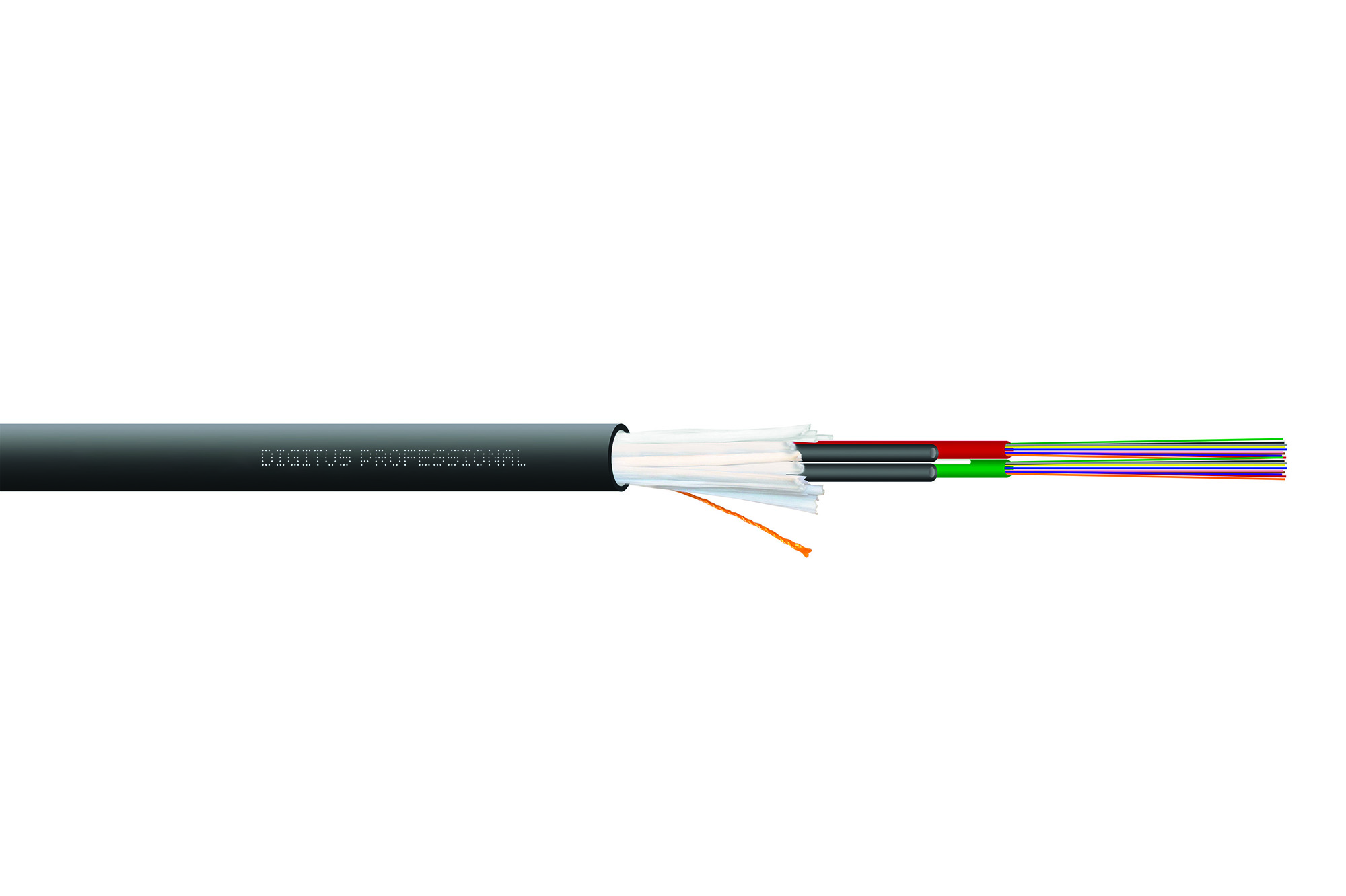 Digitus DK-39242-U FO A-I-DQ(ZN)BH 24E9/125æ, SM, OS2, 24 fibers In/Outdoor, Multitube, LSZH, Dca, nero, lunghezza 1m