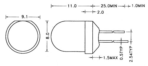 Led 8 mm giallo standard conf. 200 pcs LY3930-PF MKC