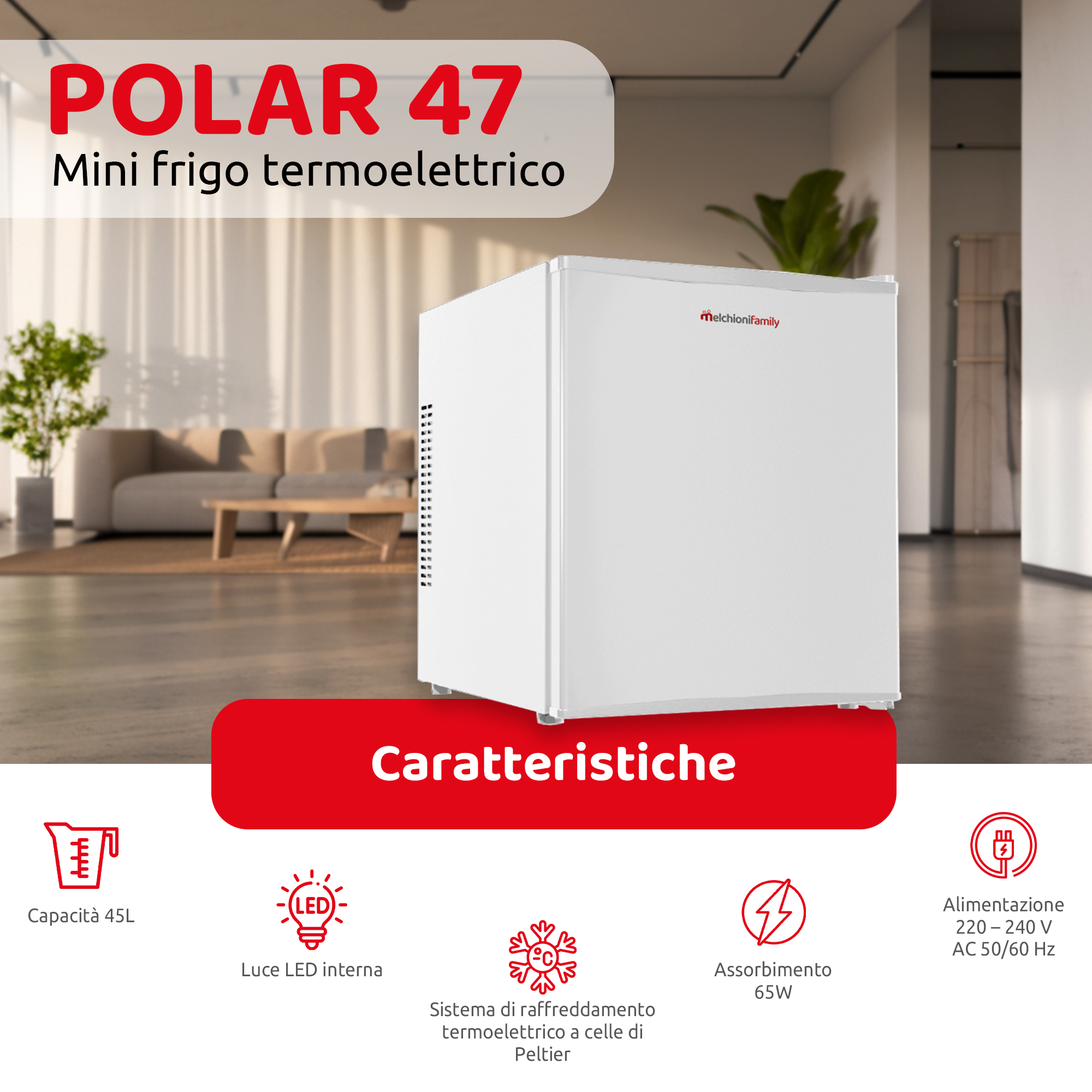 Minifrigo POLAR 47 con celle di peltier bianco