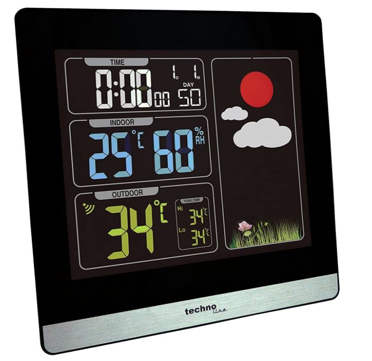 Stazione Meteo Barometro a colori radiocontrollata con sensore esterno WS 6448