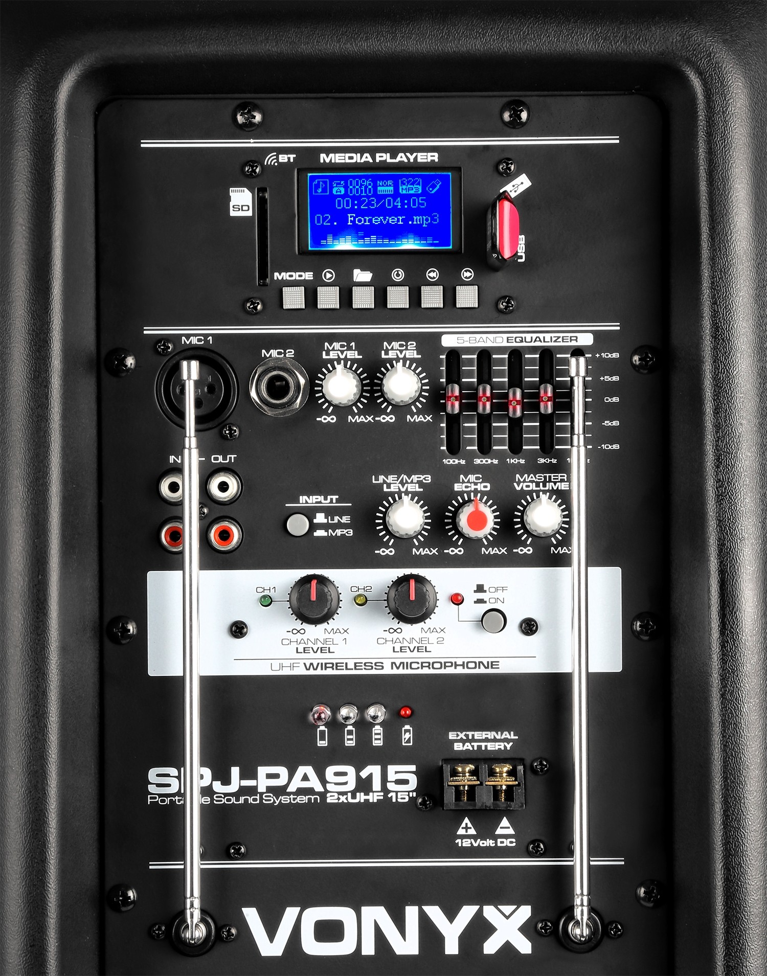 Sistema portatile 700W, 2 radiomicrofoni UHF mod.  SPJ-PA915