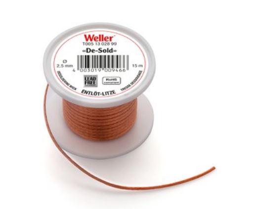Treccia dissaldante 15 m bobina, larghezza 2,5 mm T0051302899 Weller