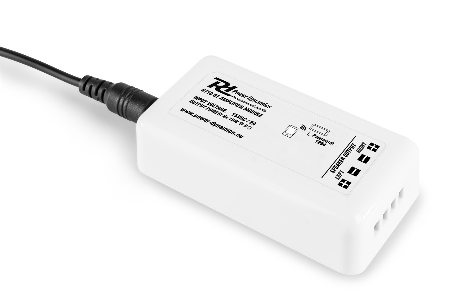 Amplificatore audio stereo compatto e con una potenza di 60W (2x30W), Mod. BT10