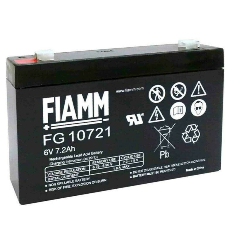 Batteria al piombo ricaricabile 6V 7.2Ah faston 4,8mm FIAMM