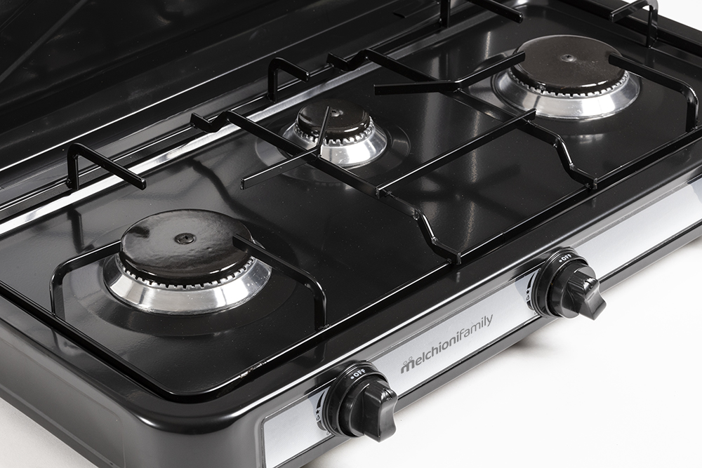 Fornello a gas MINERVA 3 NEW -  3 fuochi nero