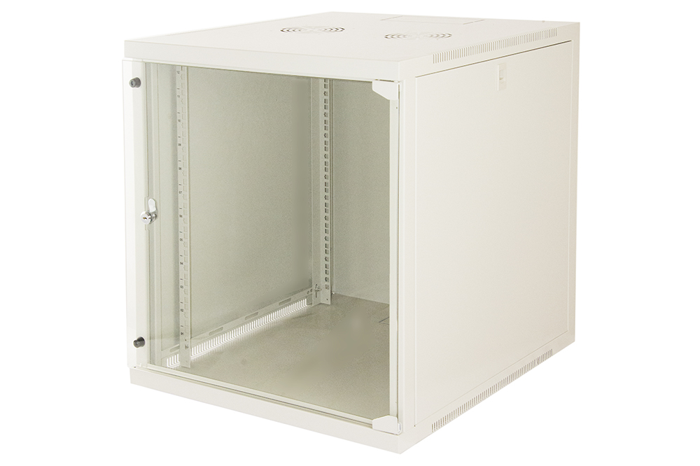 MK1912U66G - ARMADIO RACK 19 12 UNITA' DA MURO COLORE GRIGIO CHIARO PORTA VETRO