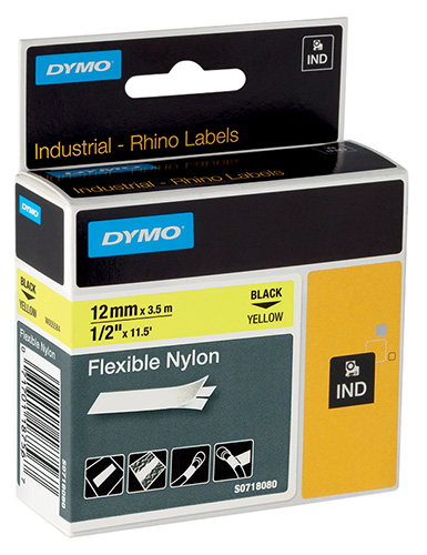 Rhino 12 Mm Nylon Flessibile Nero Su Giallo