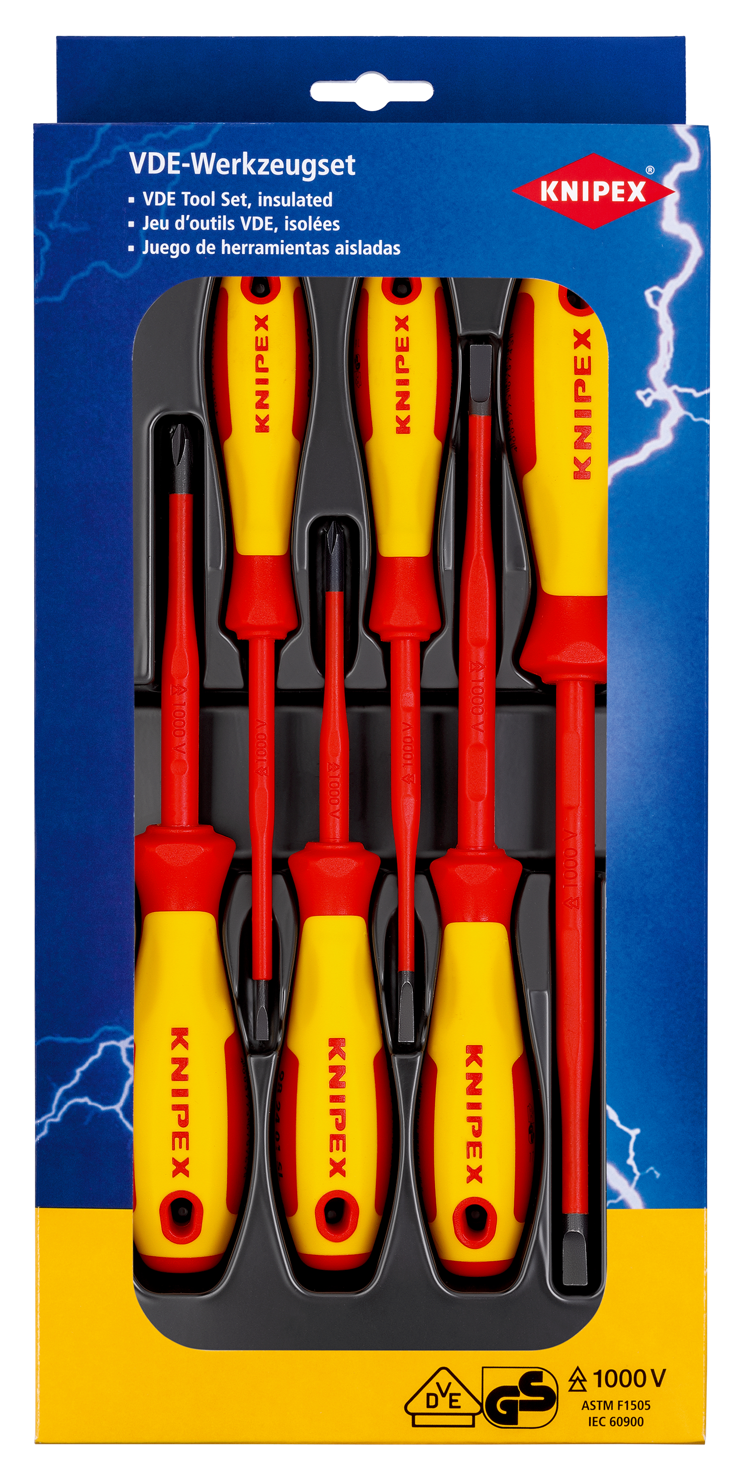 VDE Set di  giraviti S/PH 00 20 12 V02, isolamento a 1000V