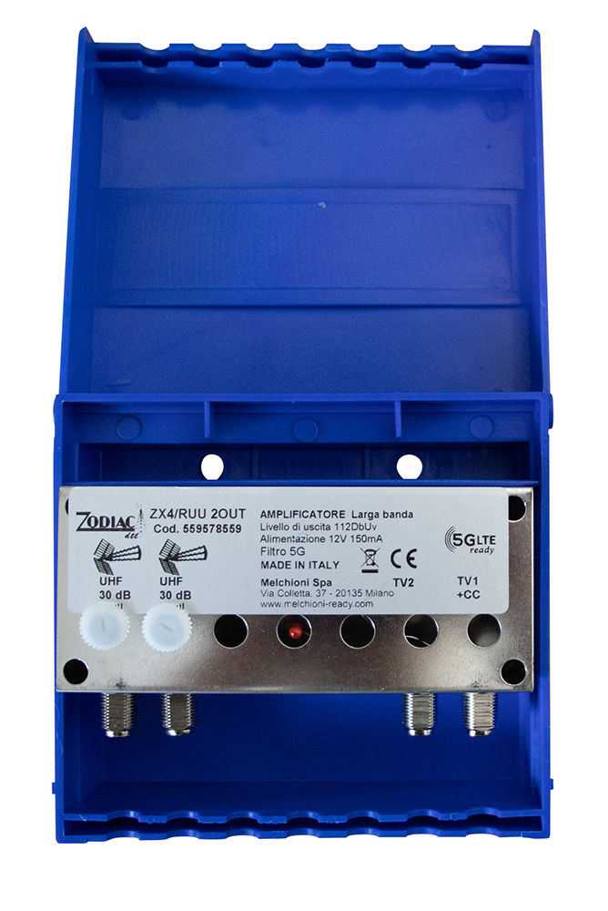 ZX4/RUU 2OUT - Amplificatore DVB-T2 5G Free da palo con 2 ingressi e 2 uscite in banda UHF