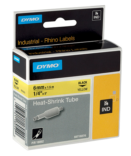 Rhino Termo Restringente Nero su Giallo - 6mm x 1,5m