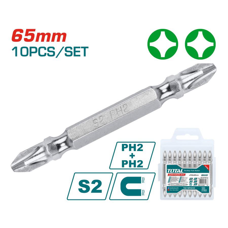 Set da 10 Punte PH2 - 65mm - Industrial TAC16PH233