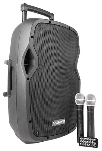 VONYX 550923017 Sistema portatile 15" da 800W  con 2 radiomic. UHF mod. AP1500PA