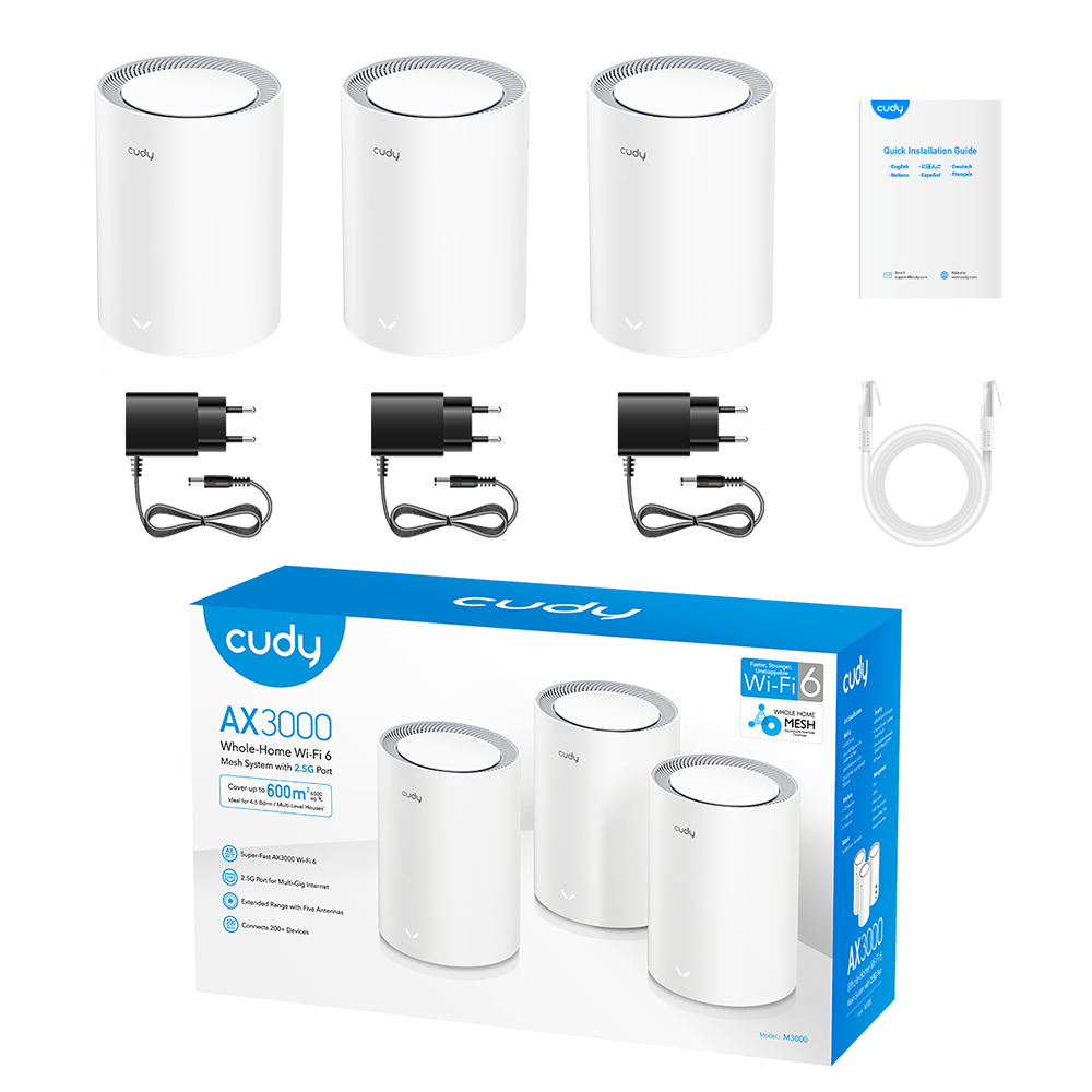 M3000(3-Pack) V2.0 - AX3000 Wi-Fi 6 Mesh 2.5G Solution
