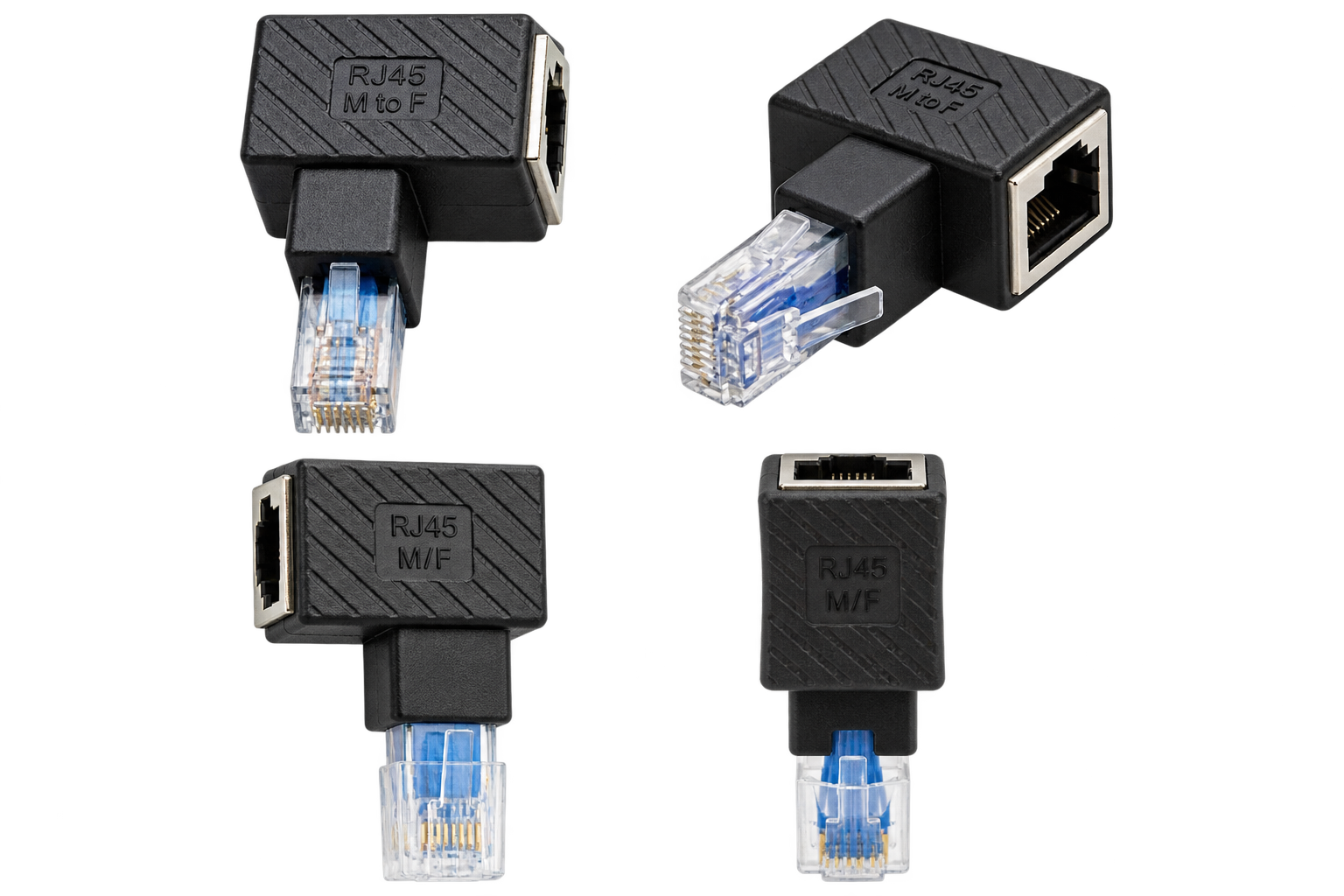 Set Adattatori RJ45 ad angolo 90° - 4 orientamenti