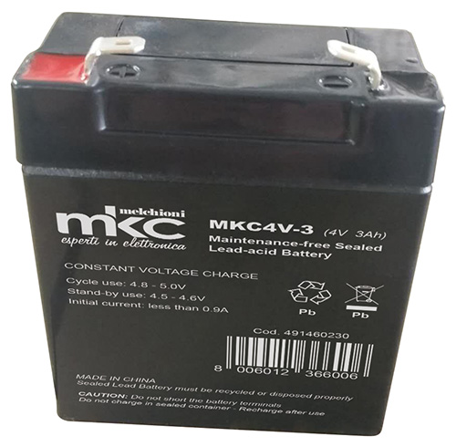 Batteria al piombo ricaricabile 4V 3Ah terminale faston 4.8mm MKC