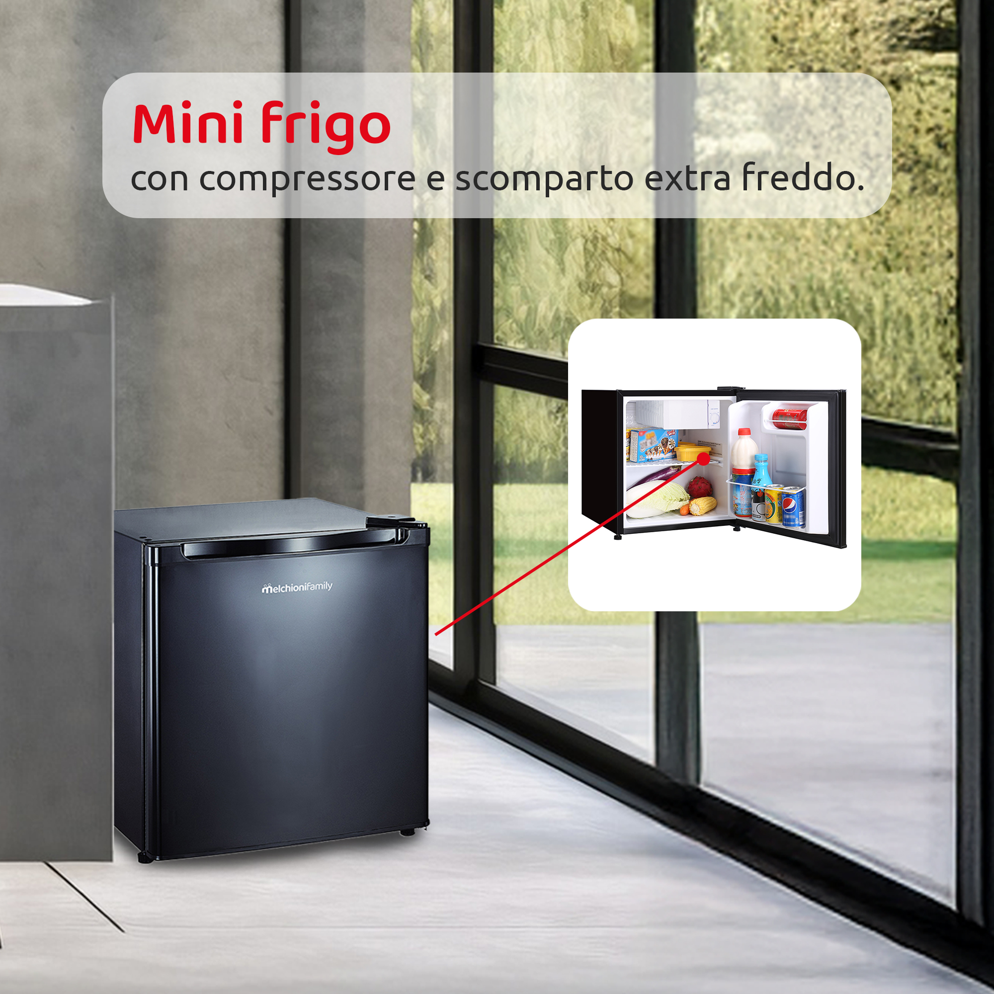 Minifrigo IGLOO - 46L con compressore bianco nero