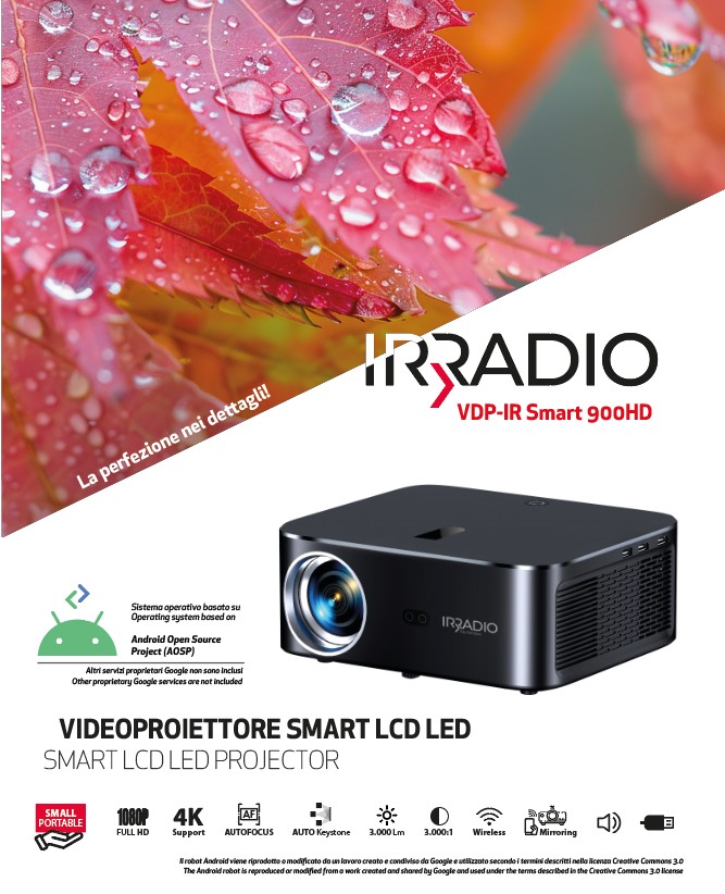 VDP-IR Smart 900HD  - Videoproiettore Smart da 900 ANSI, Full HD 1080p con supporto 4K e sistema operativo Android 12 OS