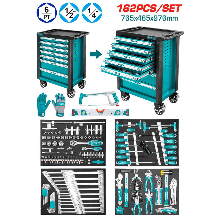 Carrello con 162 Utensili - 7 Cassetti THPTCS71621