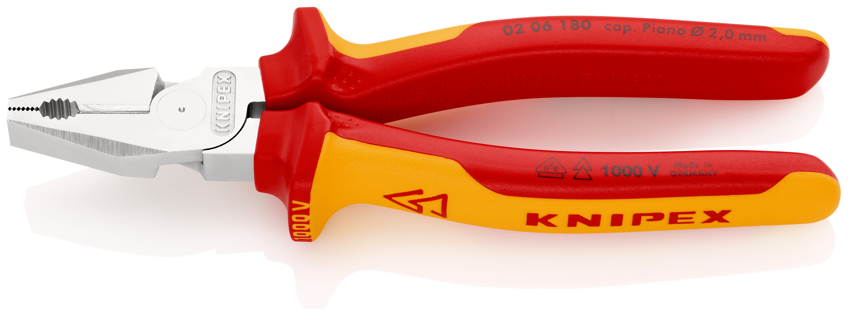 Pinza combinata VDE Knipex 180mm con leva elevata, isolamento a 1000V