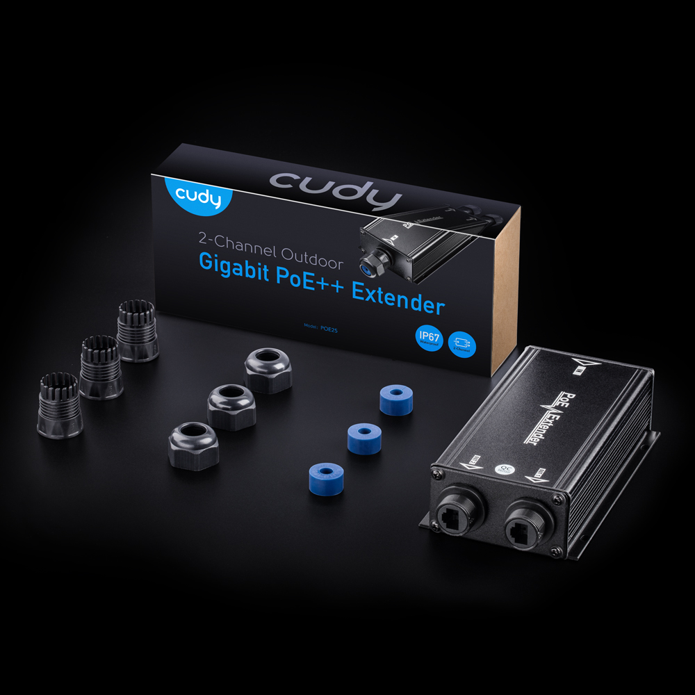 POE25 - 2-Channel Gigabit PoE++ Outdoor Waterproof Extender