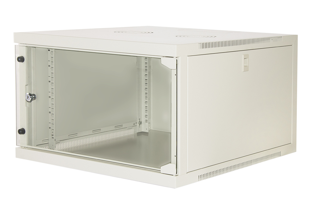 MK1907U66G - ARMADIO RACK 19 6 UNITA' DA MURO COLORE GRIGIO  PORTA VETRO