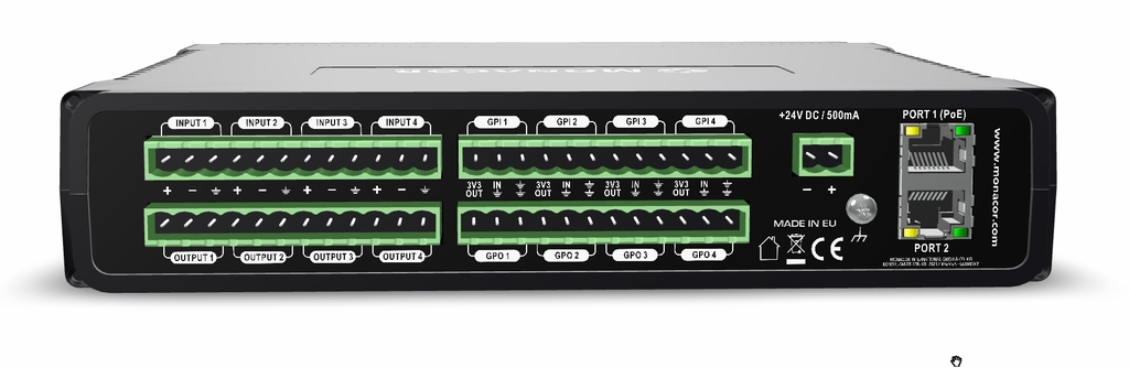 DRM-44 - Matrice Dante 4 x 4: 4 ingressi analogici bilanciati e 4 uscite analogiche bilanciate via rete
