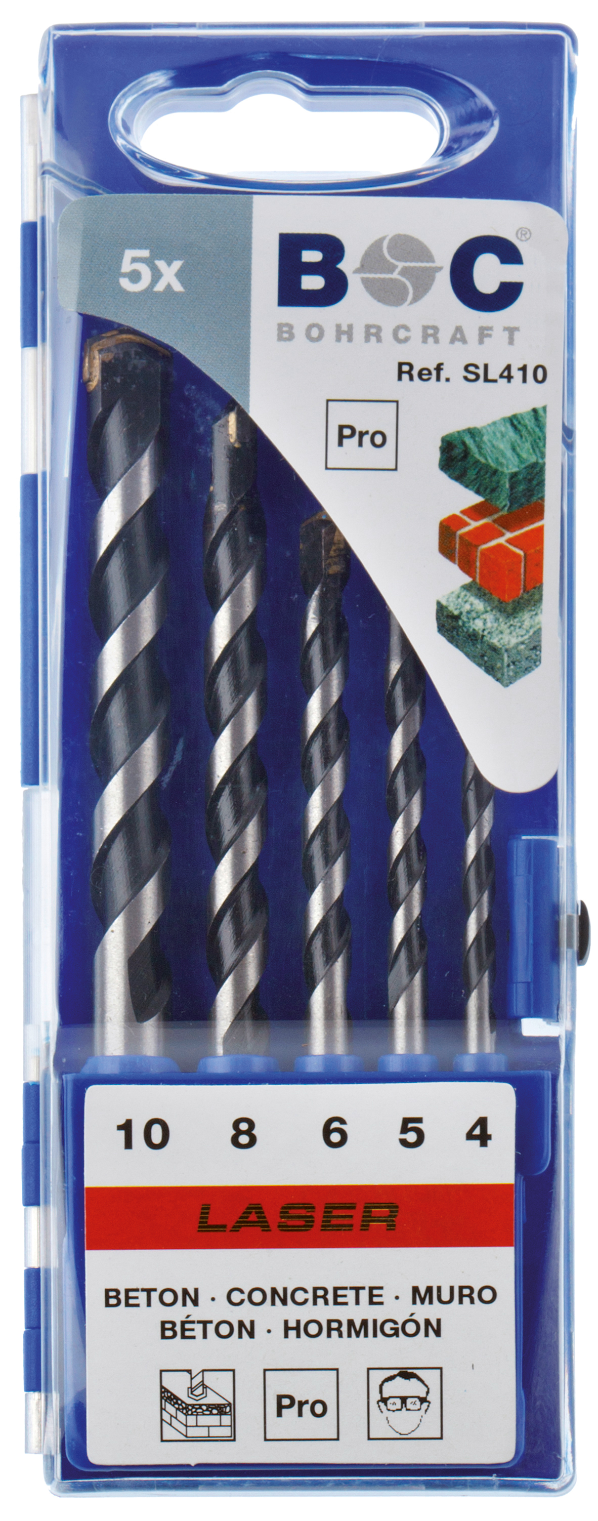 BOHRCRAFT 21001430008 Assortimento punte da muro con inserti in MD ø 3-10 mm 8 pz. Astuccio plastica