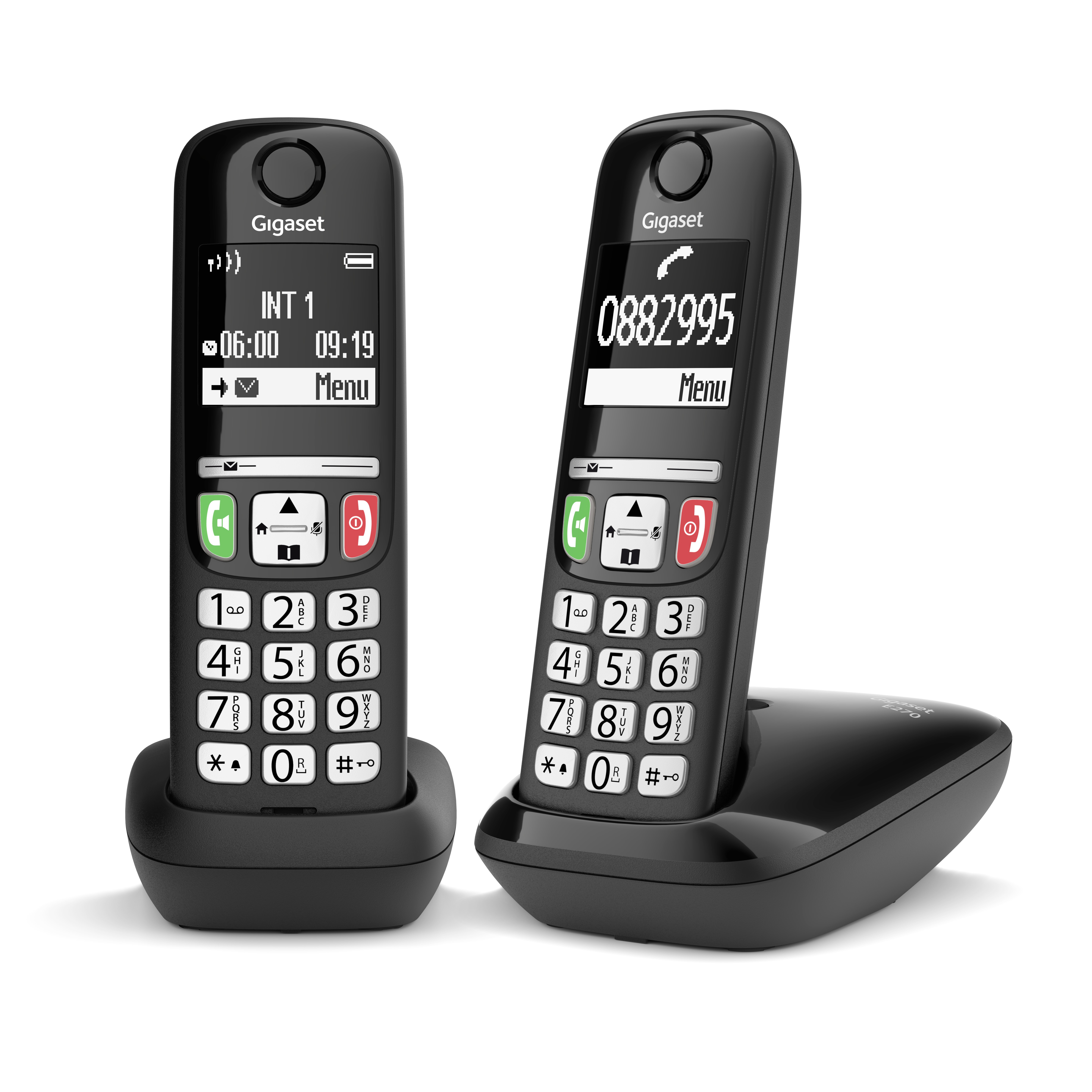 Telefono Cordless Gigaset DECT con tasti grandi E270 Duo - colore Nero