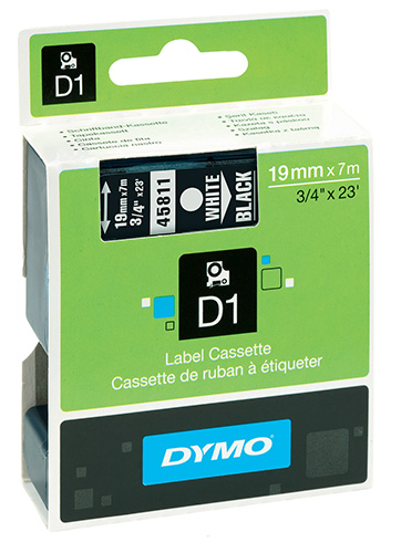Nastro di scrittura D1 - 19 mm x 7 m Bianco/Nero