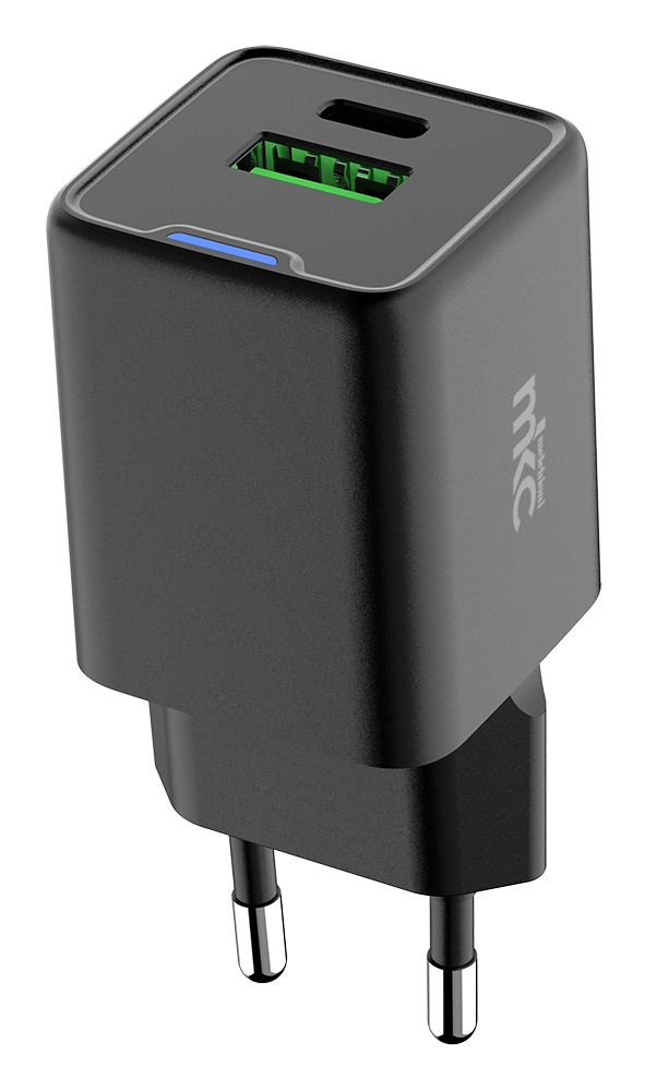 Caricabatterie USB GAN 35W PD 1 USB-C + 1 USB-A Nero