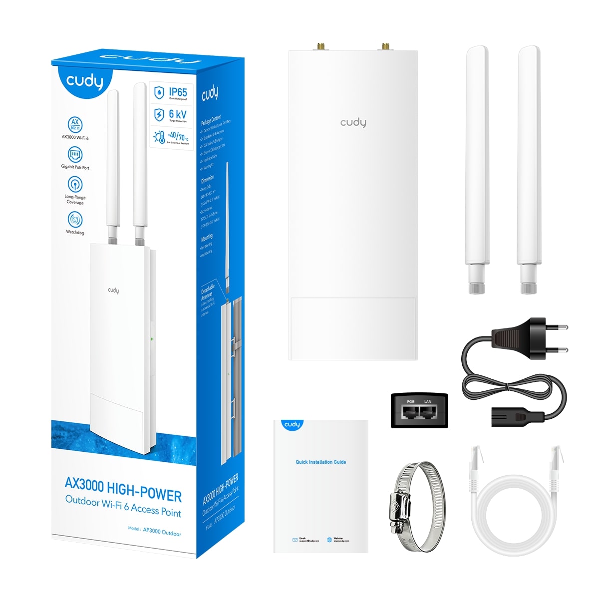 AP3000 Outdoor - AX3000 High Power WiFi 6 2.5G Outdoor Access Point