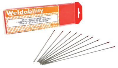 Elettrodi in tungsteno 2.4mm, 2% di torio (DC)