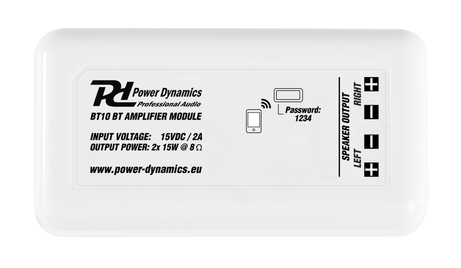 Amplificatore audio stereo compatto e con una potenza di 60W (2x30W), Mod. BT10