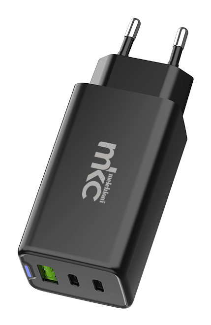 Caricabatterie USB GAN 65W PD 2 USB-C + 1 USB-A Nero