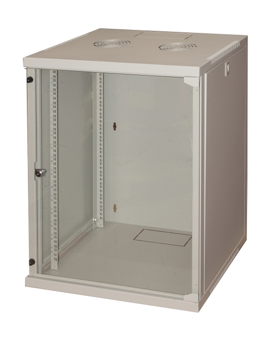 MK1915UG - ARMADIO RACK 19 15 UNITA' DA MURO PER RETI COLORE GRIGIO PORTA VETRO
