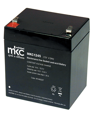 Batteria al piombo ricaricabile 12V 4.5Ah terminale faston 4.8mm MKC