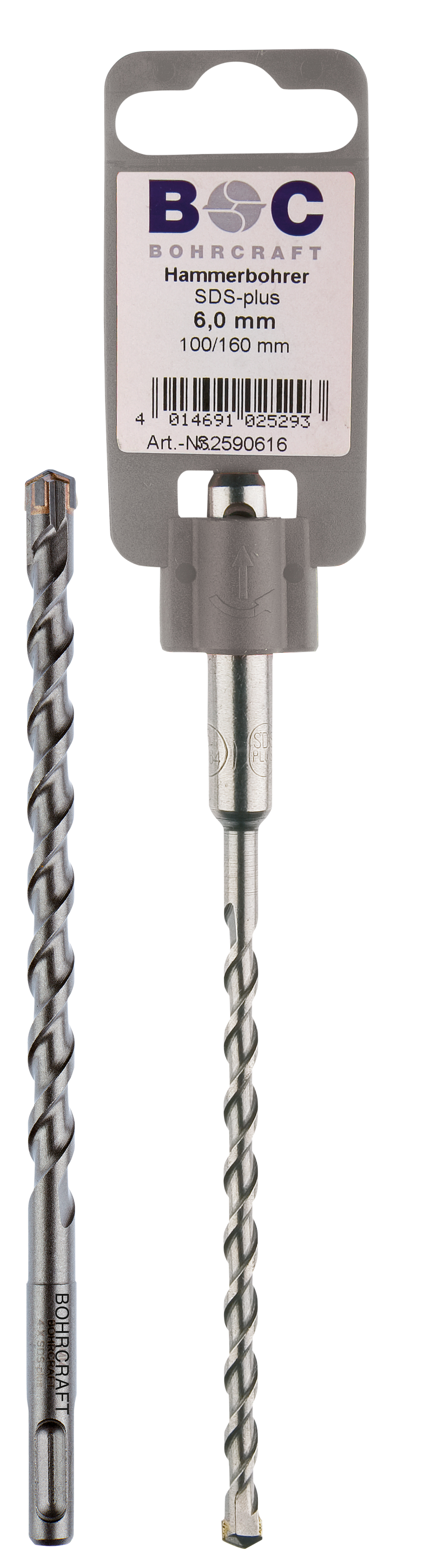 BOHRCRAFT 26150524025 Punta per martelli con inserti MD attacco SDS-PLUS 4 taglienti ø 24,0 mm L=250 mm L2=200 mm conf.1pz