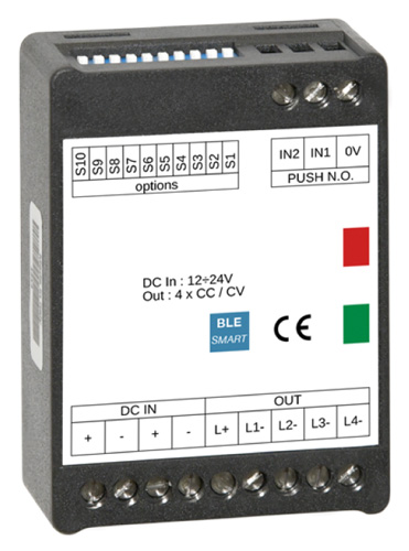 Controller dimmer bluetooth  DLX1224-4CV-BLE-ME, 4 canali, per luci a LED, MKC Light