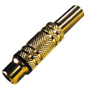 Presa Volante Dorata Coassiale RCA Schermata Con Guidacavo Nero PR/558N-I