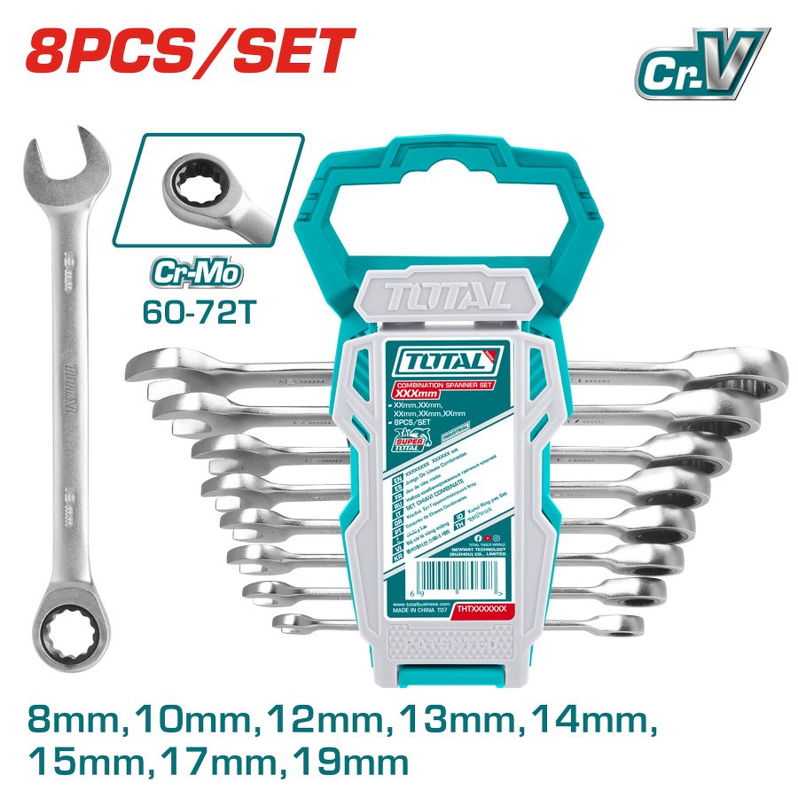 Set 8 Chiavi a Cricchetto 8-19 - Industrial THT102RK086