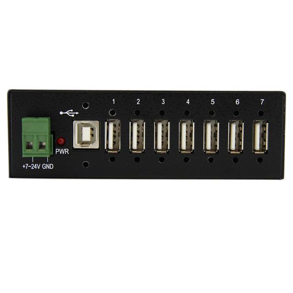 Startech.com ST7200USBM Hub USB 2.0 a 7 porte - Hub USB-A industriale in metallo con protezione ESD e dalle sovratensioni 350W - Montaggio su guida DIN/parete/scrivania - Hub di espansione USB - TAA (ST7200USBM)