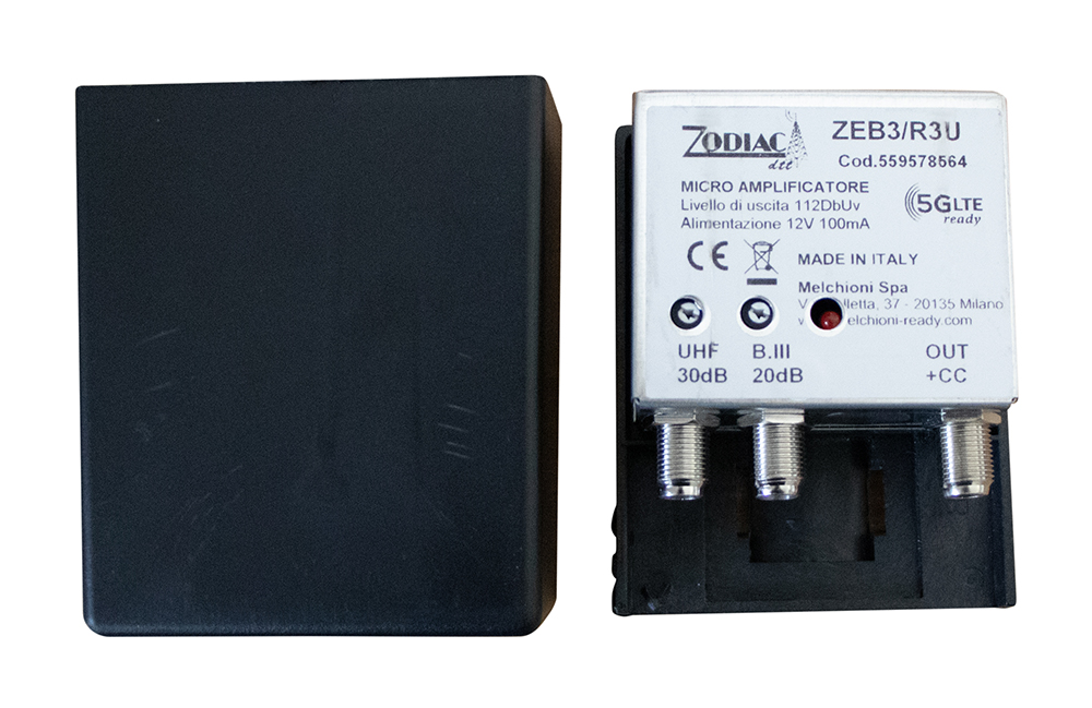 ZEB3R3U - Amplificatore DVB-T2  5G Free da palo a 2 ingressi, banda: III - UHF