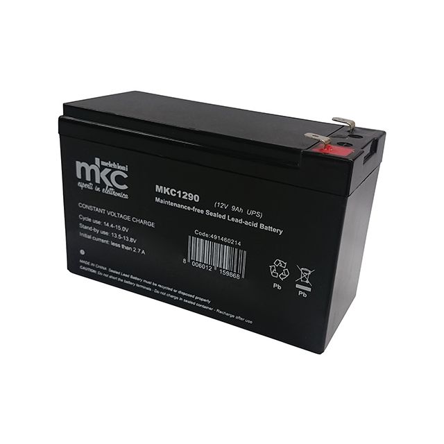 Batteria al piombo ricaricabile 12V 9Ah ciclica terminale faston 6.3mm MKC1290H