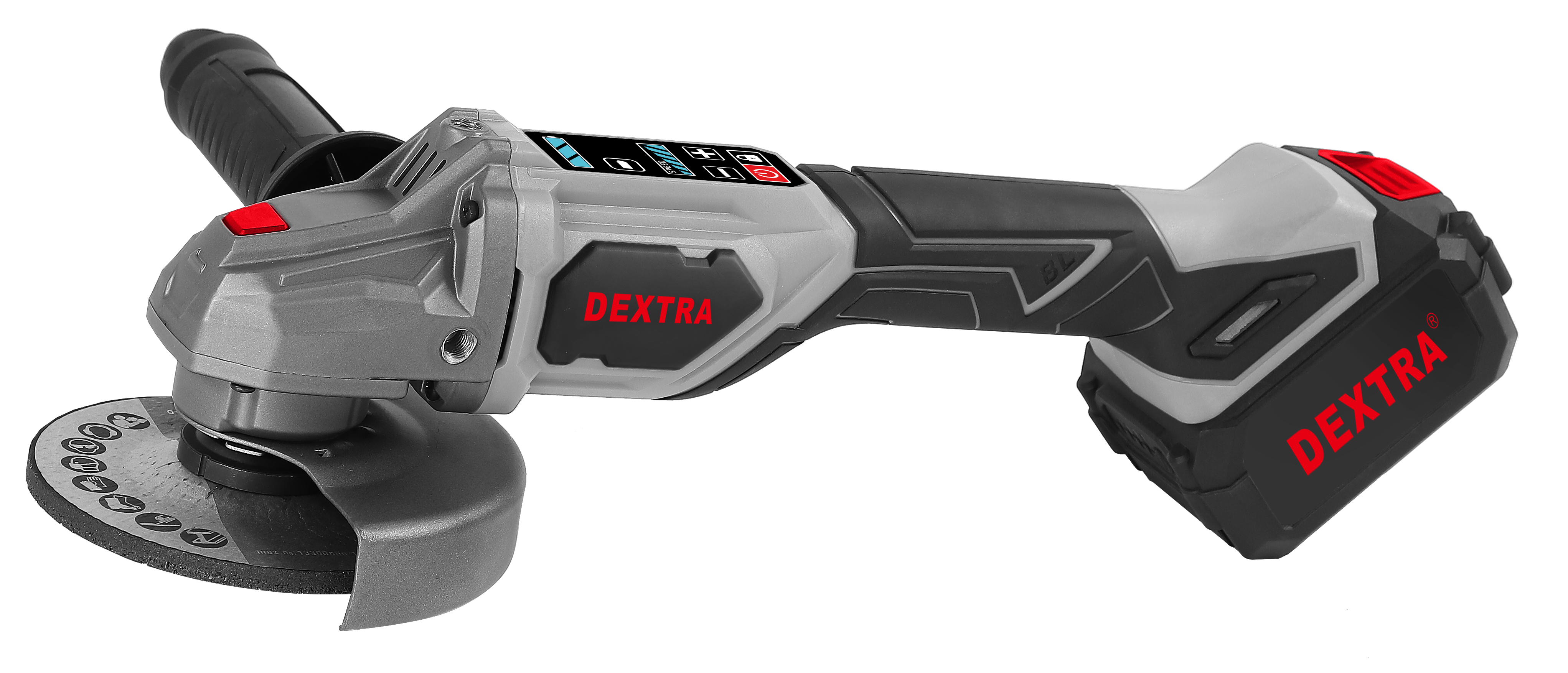 Smerigliatrice angolare brushless 20V 125 mm e velocità regolabile 2.500–11.500 rpm DEXTRA