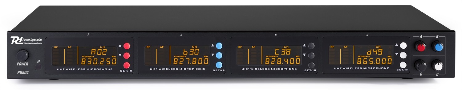PD504H Set microfonico wireless in banda UHF 4 x 50 CH + 4 microfoni palmari