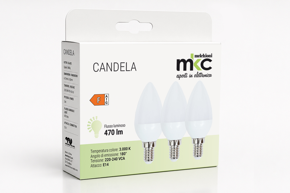 TRIPACK CANDELA 5W 470LM E14 3000k