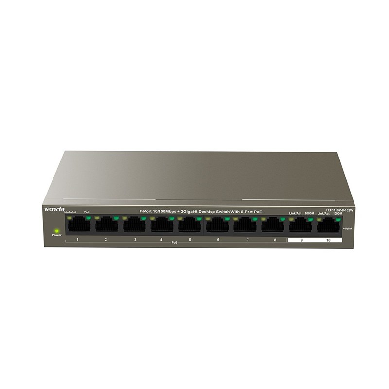 TEF1110P-8-102W - Switch 8 porte PoE 10/100 Mbps e 2 Gigabit