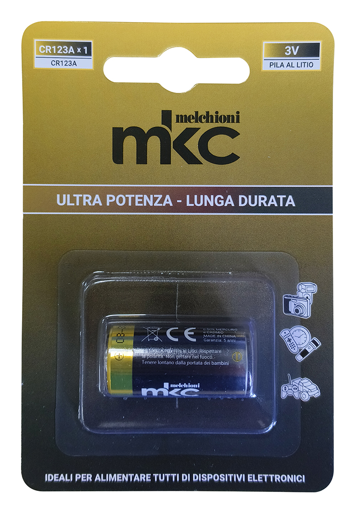 BATTERIA CR123A LITIO MKC 3V 1600MAH BLISTER 1PZ 