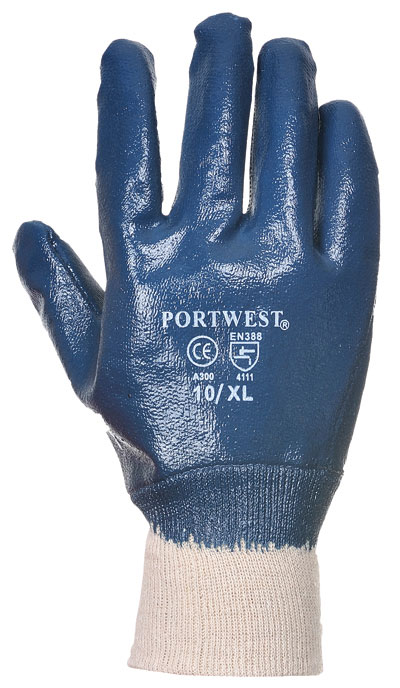 Guanto blu completamente rivestito in nitrile, taglia 10/XL